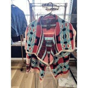 B Sharp Emily Maynard Fireside Sweater Aztec Draped Medium Tribal